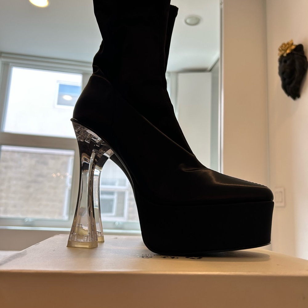 ASOS Black Platform Heels with Clear Stiletto